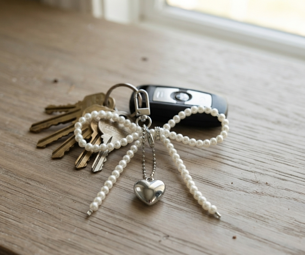 Elegant Keychain with a Metal Heart