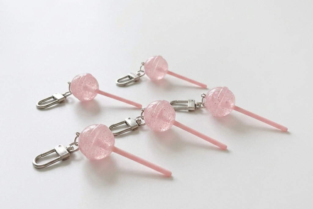 Cute Pink Keychain with Glitter